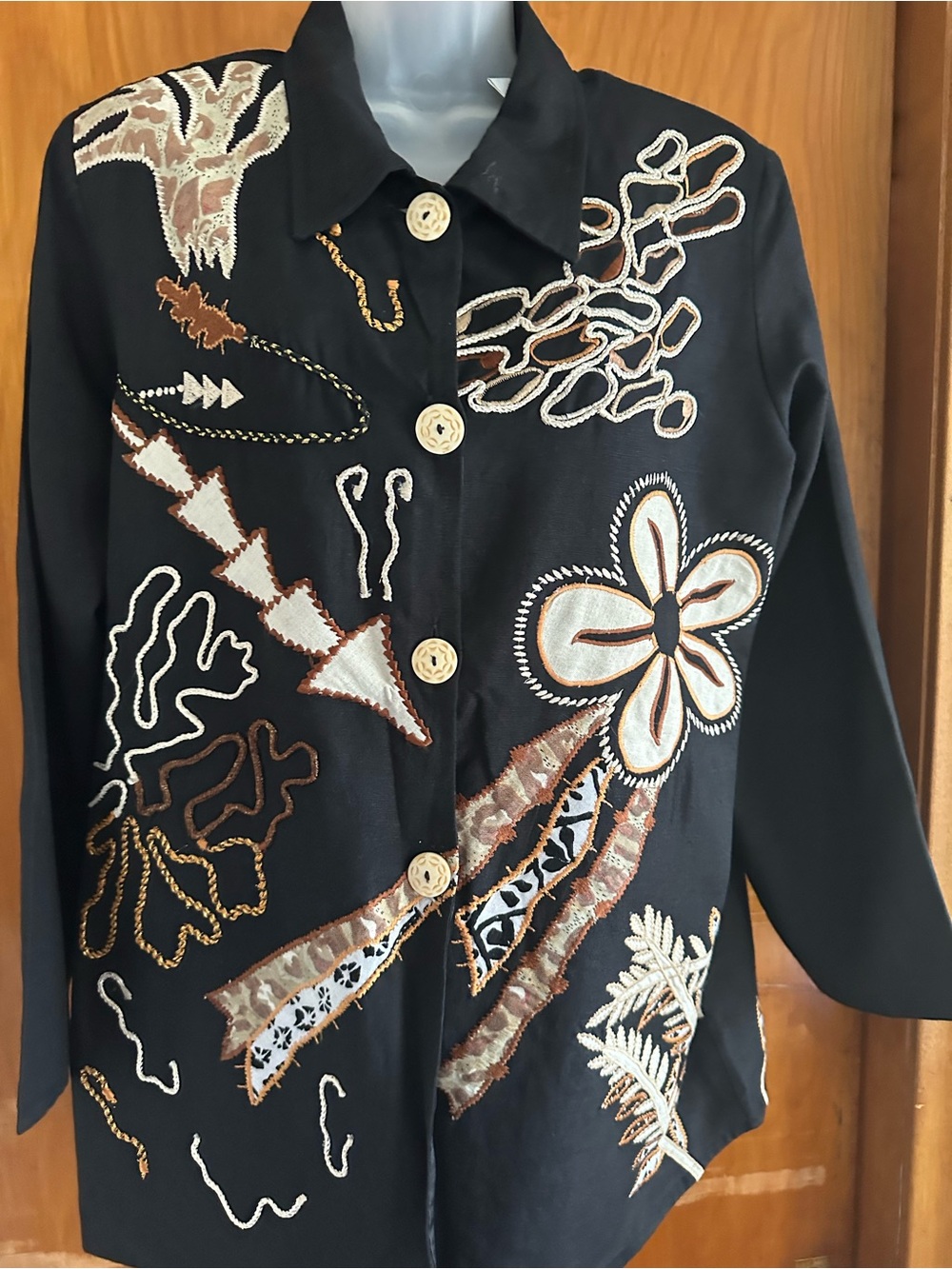 NWT Indigo Moon Art to Wear Embroidered Applique Jacket M